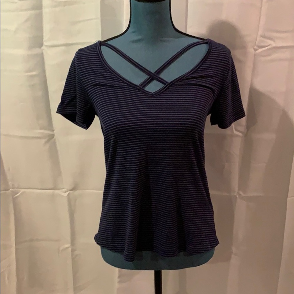 Striped T-shirt. Blue and Purple. Size Small.
